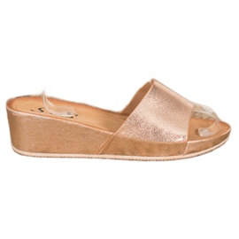 SHELOVET Stylische Keilpantoffeln gelb