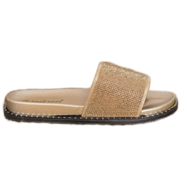 SHELOVET Modische Hausschuhe mit Zirkonia gelb