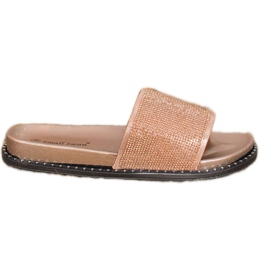 SHELOVET Modische Hausschuhe mit Zirkonia gelb