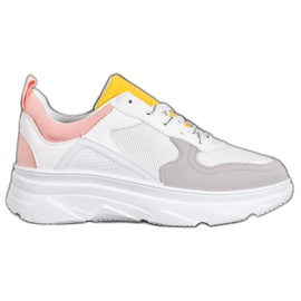 SHELOVET Lässige Sneakers aus Öko-Leder weiß mehrfarbig