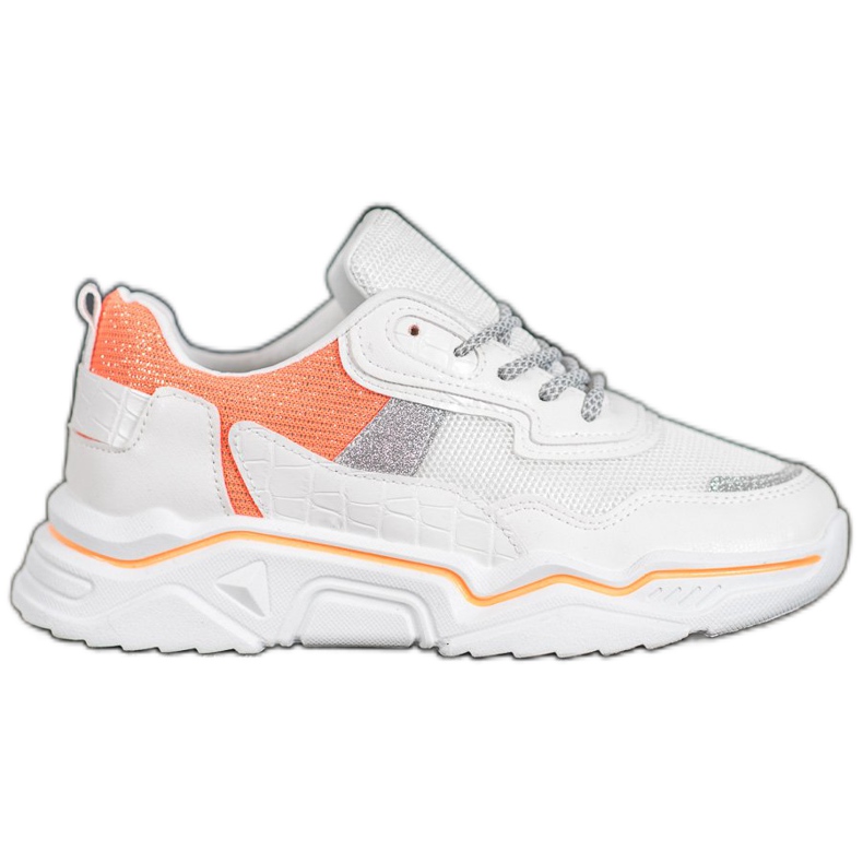SHELOVET Sneakers auf der Plattform mit Glitzer weiß orange