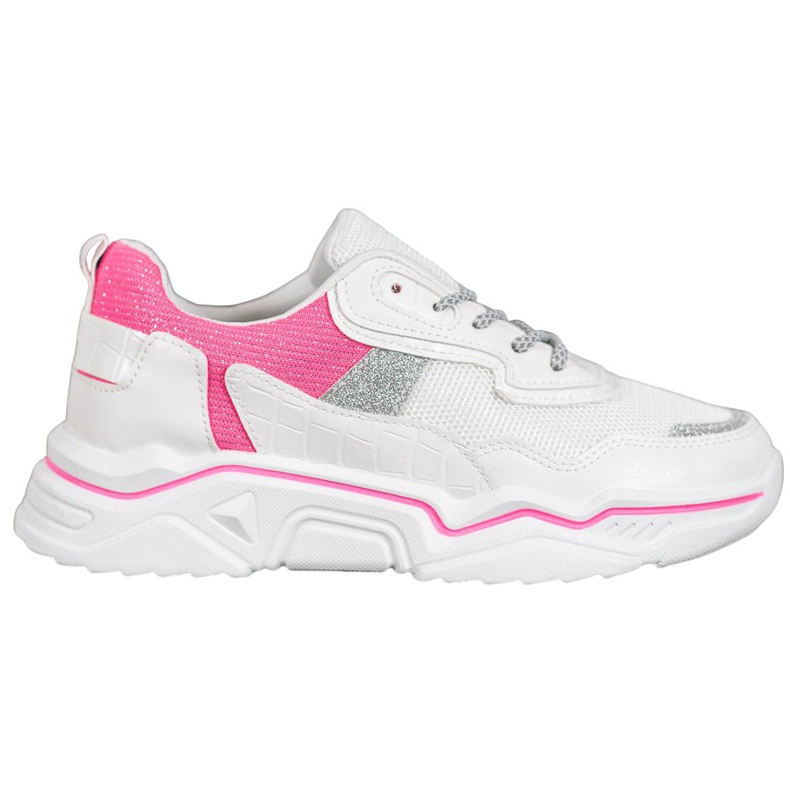 SHELOVET Sneakers auf der Plattform mit Glitzer weiß rosa