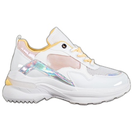 SHELOVET Stylische Sneakers aus Öko-Leder weiß mehrfarbig