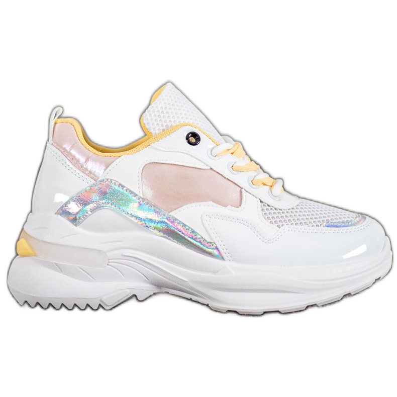 SHELOVET Stylische Sneakers aus Öko-Leder weiß mehrfarbig