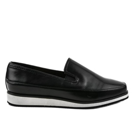 Schwarze matte niedrige Keilschuhe 5388-2