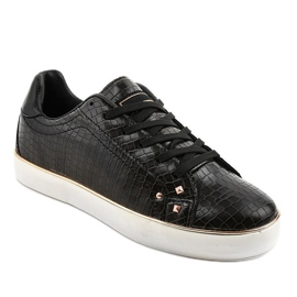 Schwarze stylische Damensneaker 6173-Y