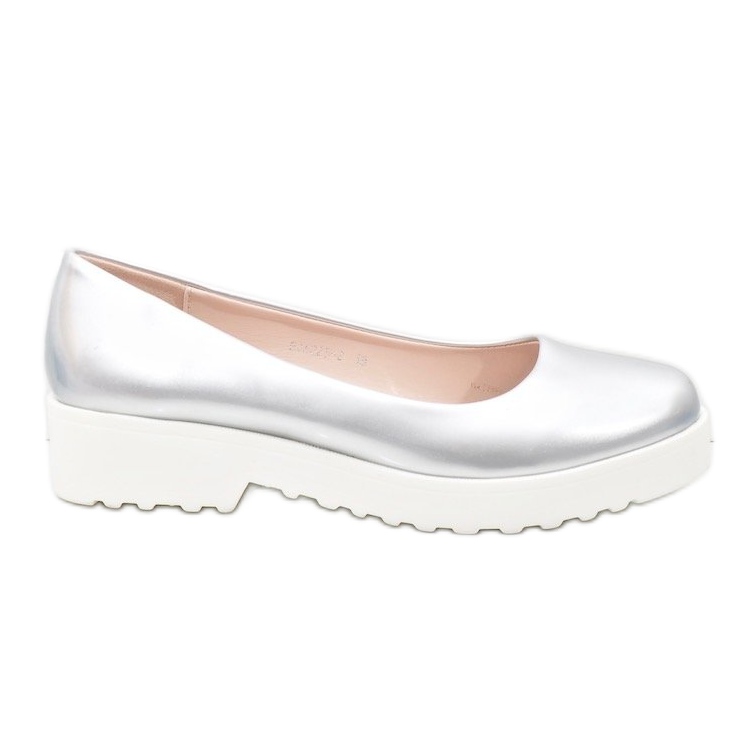 Silberne Keilschuhe zum Hineinschlüpfen BJ6223-2 grau