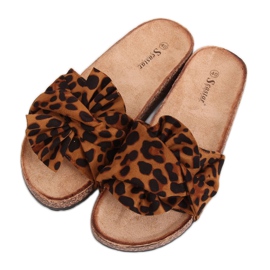 Kork Hausschuhe Leopardenmuster CK115P Leopard braun