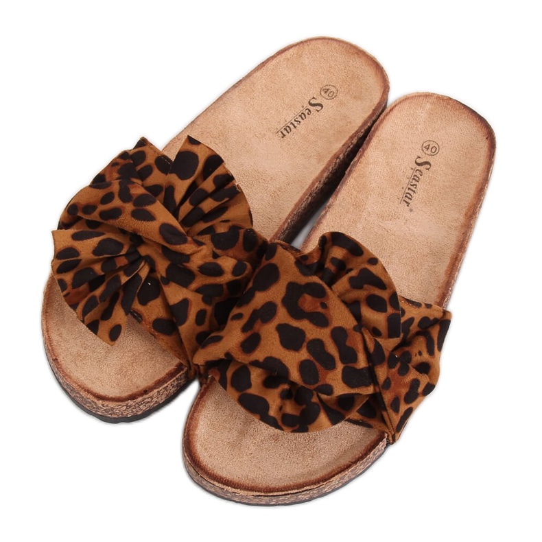 Kork Hausschuhe Leopardenmuster CK115P Leopard braun