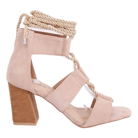 Beige Sandalen mit hohen Absätzen LL-229P Beige