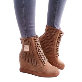 LU BOO Kamelschuhe, durchbrochene Damensneaker B-3EA braun