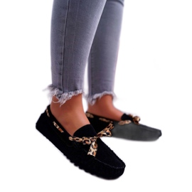 LU BOO Schwarze Damen Loafer Wildlederschuhe 301-10