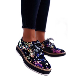 LU BOO Lxc Lila Schnürschuhe für Damen mit Pailletten mehrfarbig