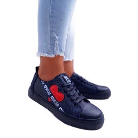 Marineblaue Sneakers mit dem Big Star EE274258 Heart