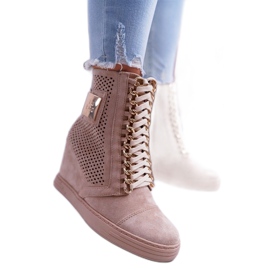 LU BOO Beige durchbrochene B-3EA Sneakers für Damen