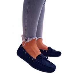 S.Barski Marineblaue Wildleder-Loafer für Damen KJD-S2