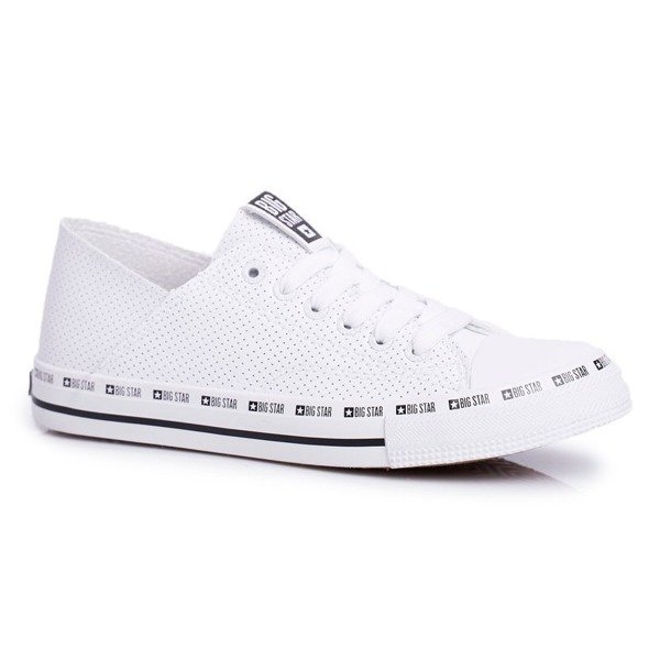 Weiße Damenschuhe, durchbrochene Turnschuhe Big Star FF274024