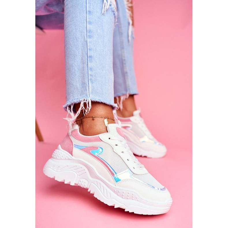 BUGO 878 rosa und weiße Damen Sportschuhe mehrfarbig