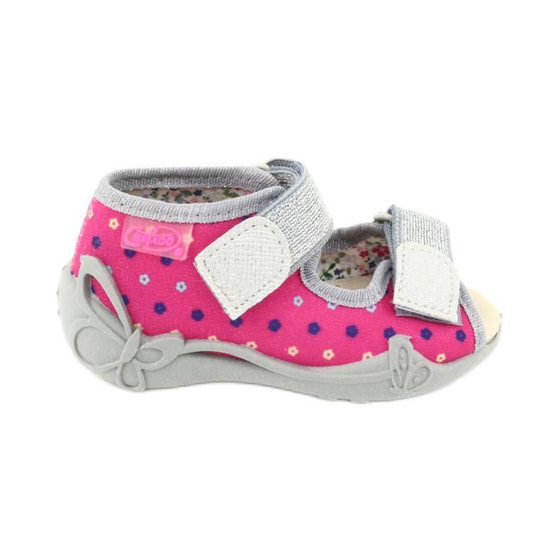 Befado gelbe Kinderschuhe 342P008 rosa grau