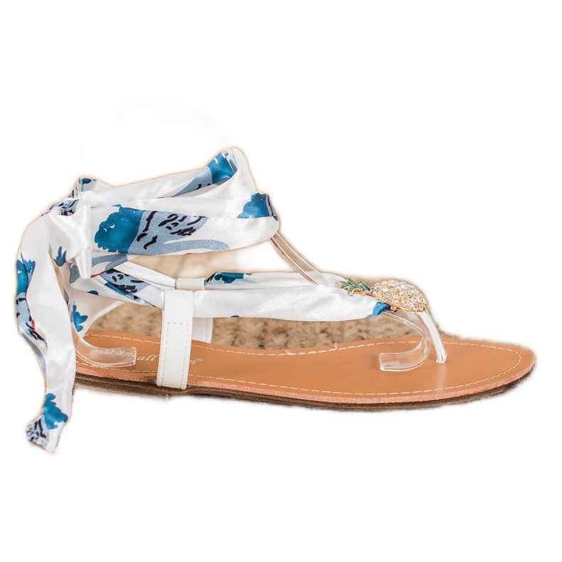 SHELOVET Gebundene Sandalen mit Ananas weiß mehrfarbig