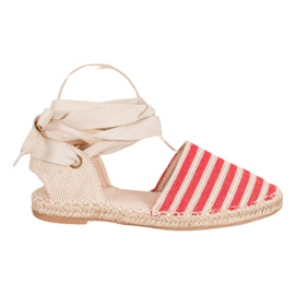 Small Swan Espadrilles mit Zierband braun rot