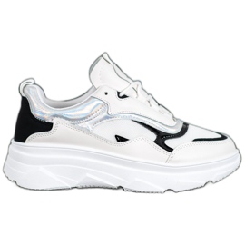 SHELOVET Modische weiße Turnschuhe schwarz