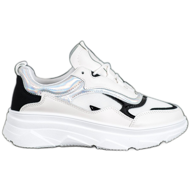 SHELOVET Modische weiße Turnschuhe schwarz