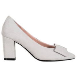 W. Potocki Glitzerpumps mit Schleife grau