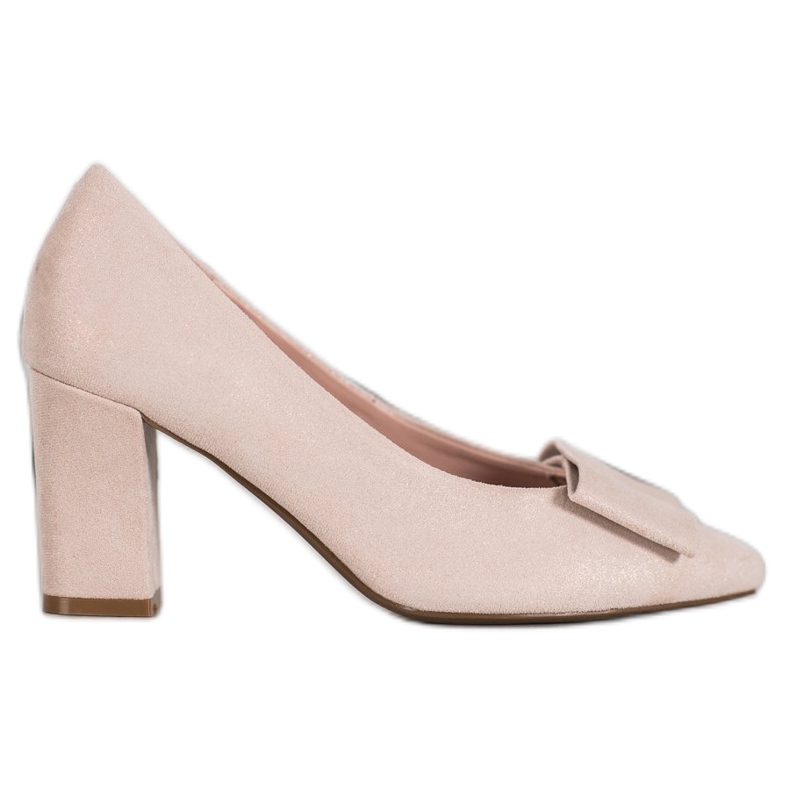 W. Potocki Glitzerpumps mit Schleife beige