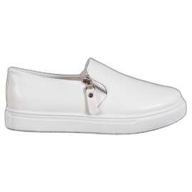 SHELOVET Weiße Slipons mit Reißverschluss