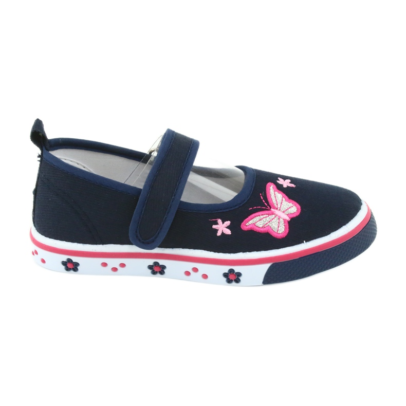 Atletico Butterfly Ballerinas mit Lederdecksohle navy blau rosa