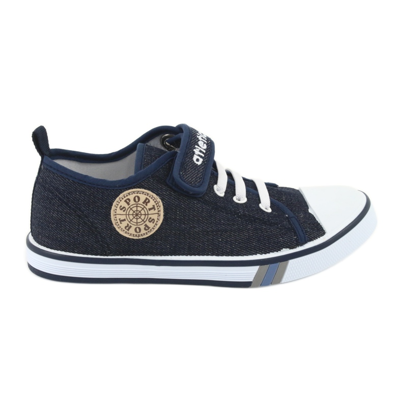 Sneakers mit Ledereinsatz Atletico dunkelblaue Jeans BSM029 navy blau