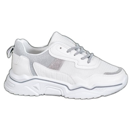 SHELOVET Sneakers auf der Plattform mit Glitzer weiß