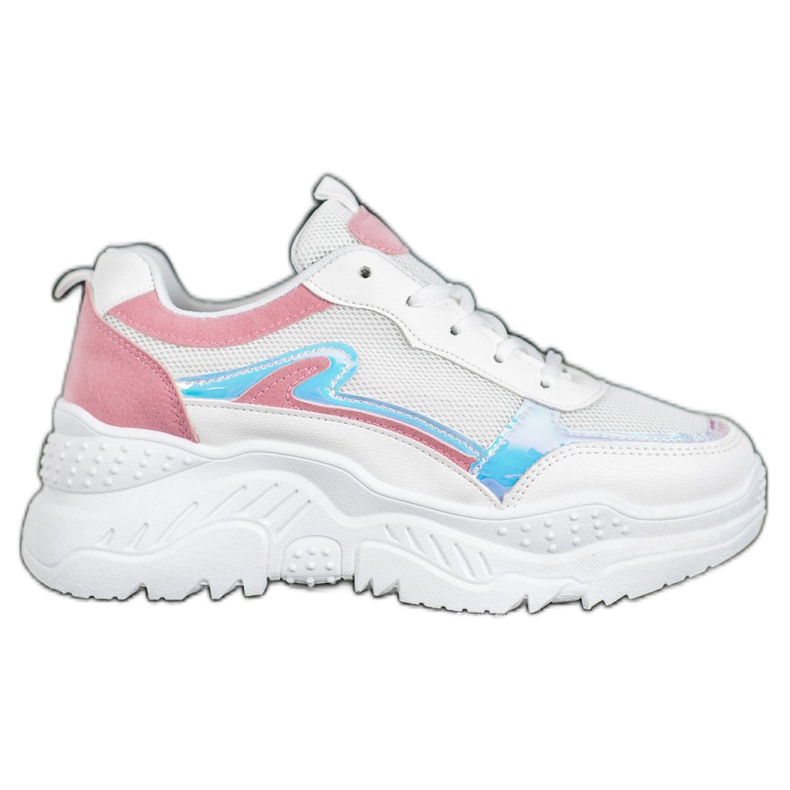 SHELOVET Weiße Sneaker mit Holo-Effekt mehrfarbig