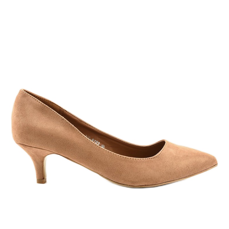 Braune Pumps an der YS-8703 Ferse beige golden