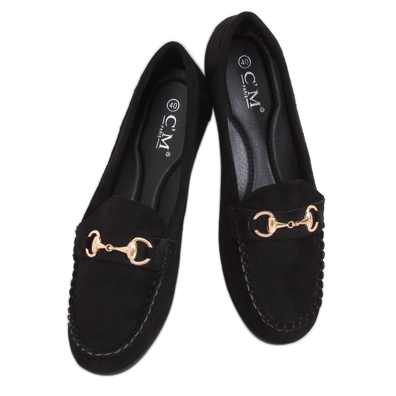 Schwarze Wildleder-Loafer 77-192 Schwarz