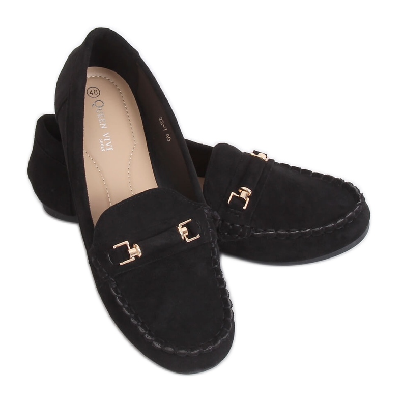 Schwarze Damen-Loafer 22-7 Schwarz