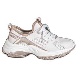 Goodin Sneakers aus durchbrochenem Leder weiß gelb