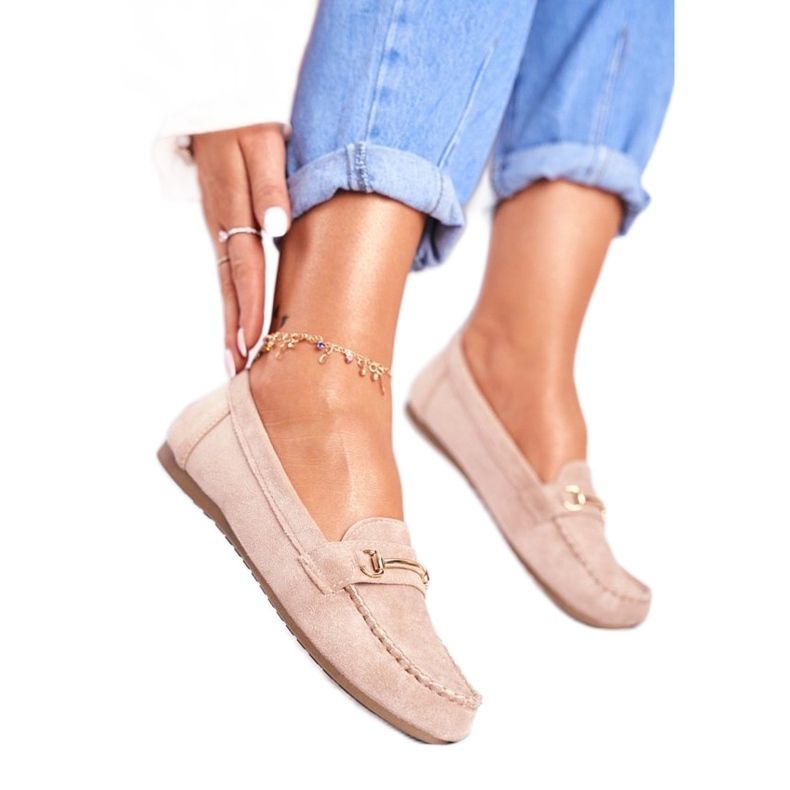 BUGO Beige Damenschuhe mit Wildleder-Loafers 99-01A