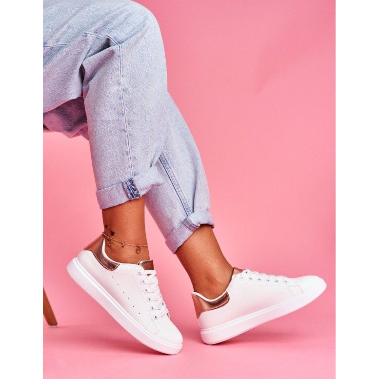 SEA Weiße Sportschuhe mit LA85 Champagner-Absatz rosa