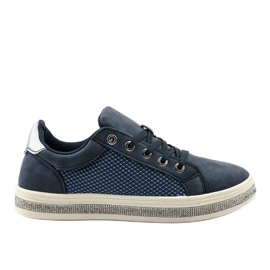 Marineblaue Sneakers verziert mit Zirkonen 1153-Y
