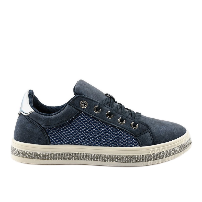 Marineblaue Sneakers verziert mit Zirkonen 1153-Y navy blau