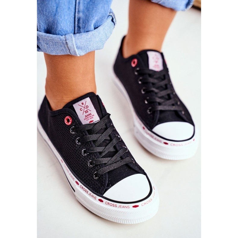 Cross Jeans Schwarze Damen-Sneaker, Mesh FF2R4015C