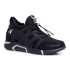 SEA Schwarze Damen-Sportschuhe mit Reißverschluss und Kordelzug NB358