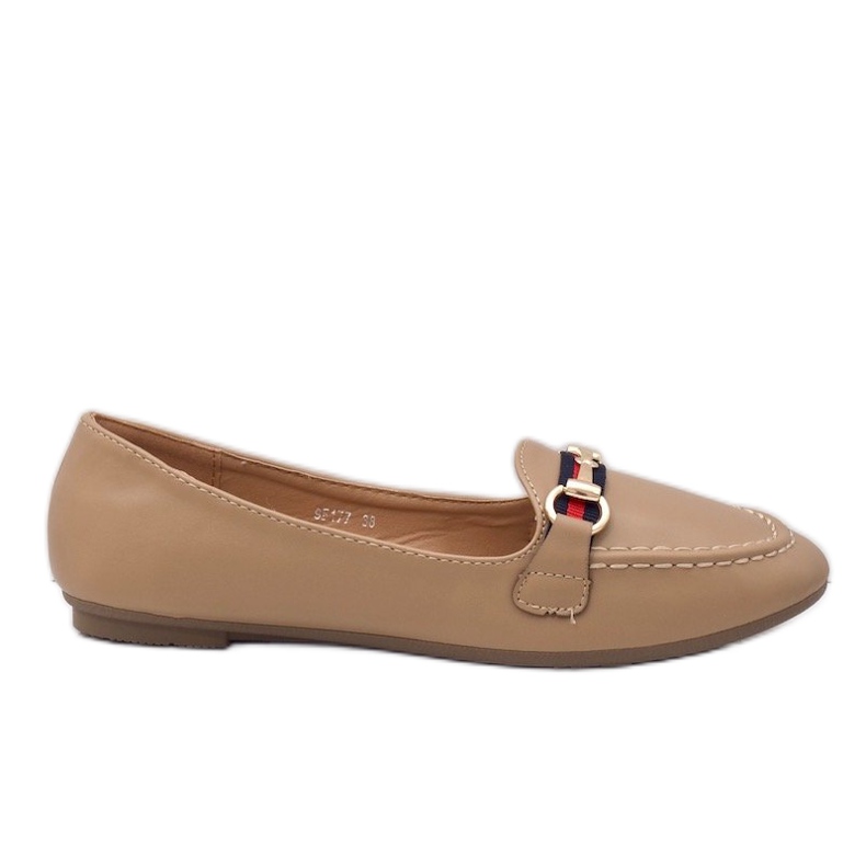 Khaki Loafer Kunstleder Ballerinas 9F177 beige