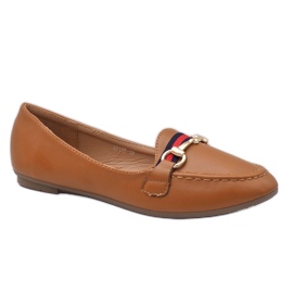 Braune Ballerinas aus Kunstleder 9F177