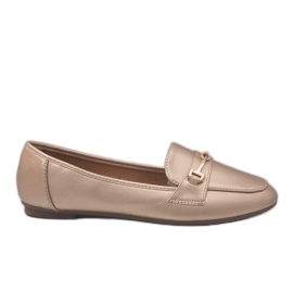 Ballerina-Loafer aus goldenem Leder 9F176