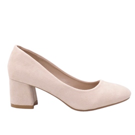 Beige Pumps auf einem Pfosten aus Öko-Wildleder JF619