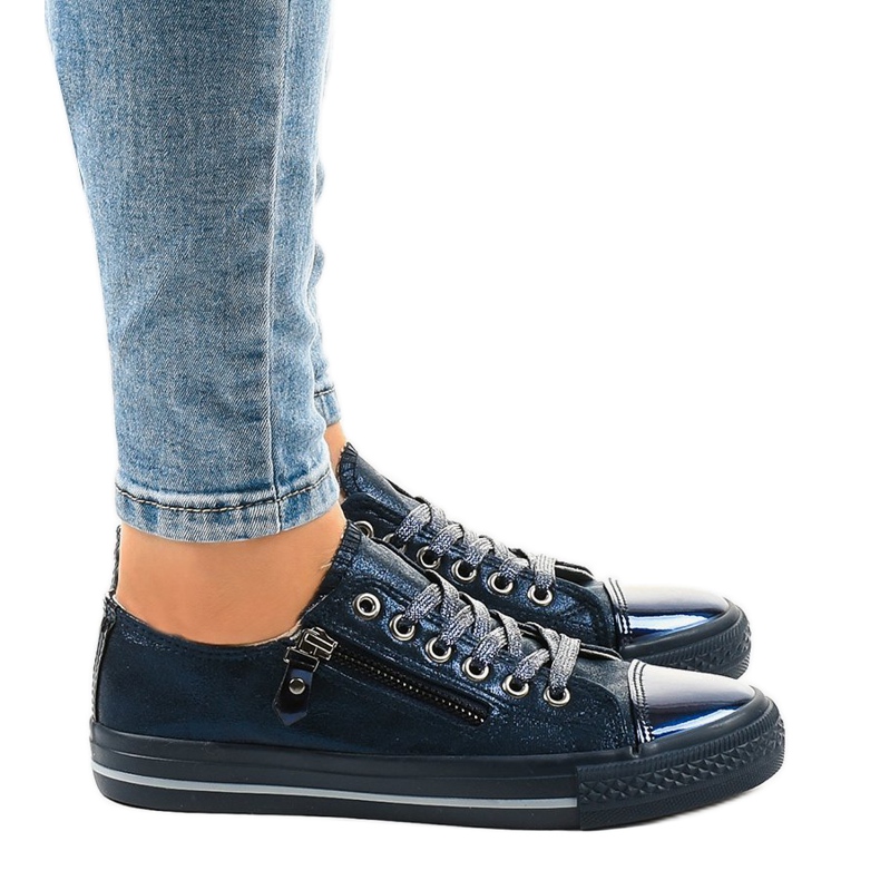 Marineblaue glänzende Turnschuhe TL-64 navy blau