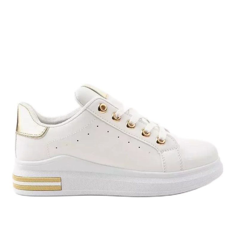 Weiße Sneakers mit goldenen Accessoires BO-550